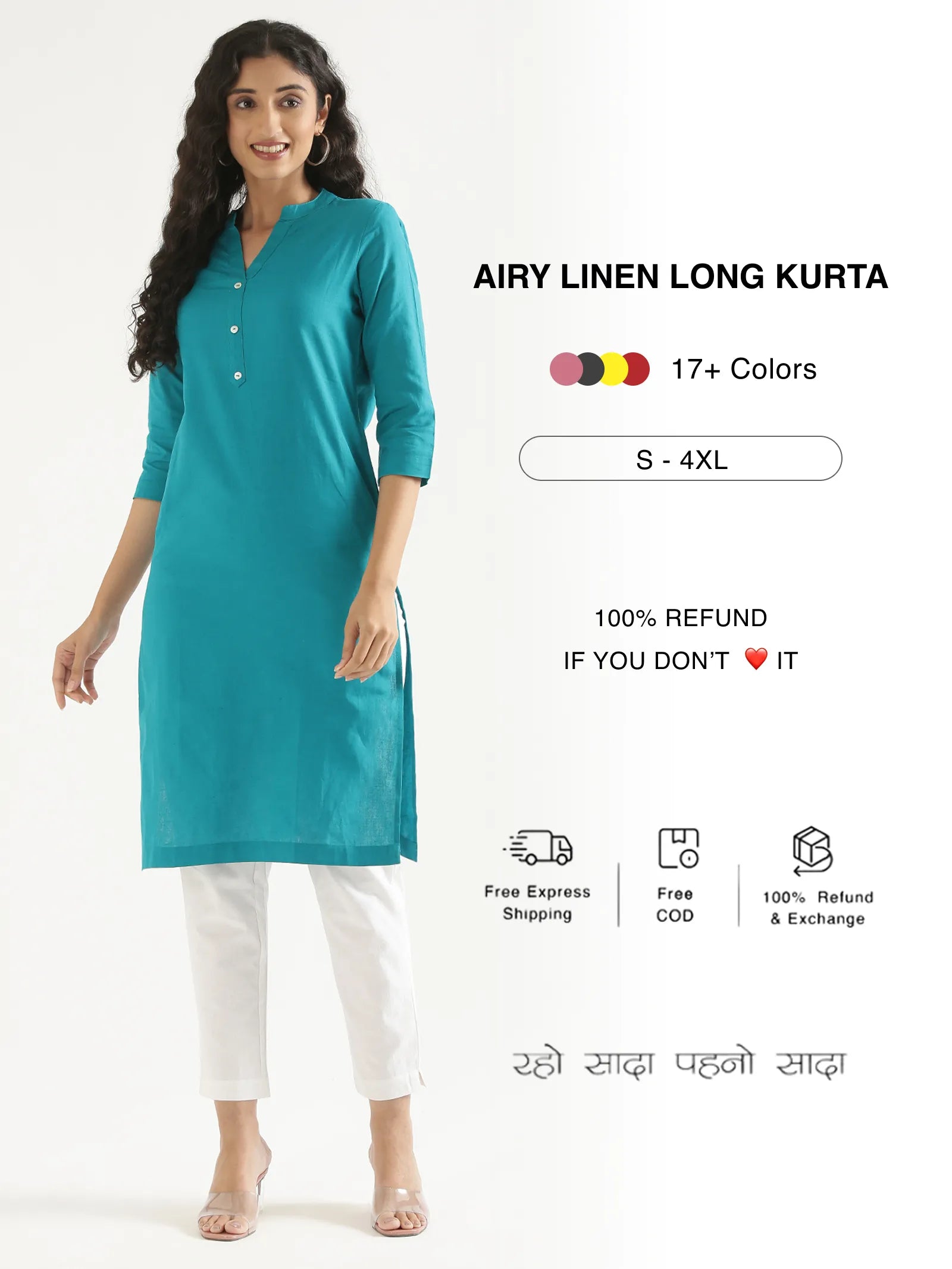 Women Airy Linen Long Kurtas