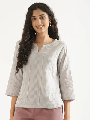 Women Grey Everyday Cotton Top