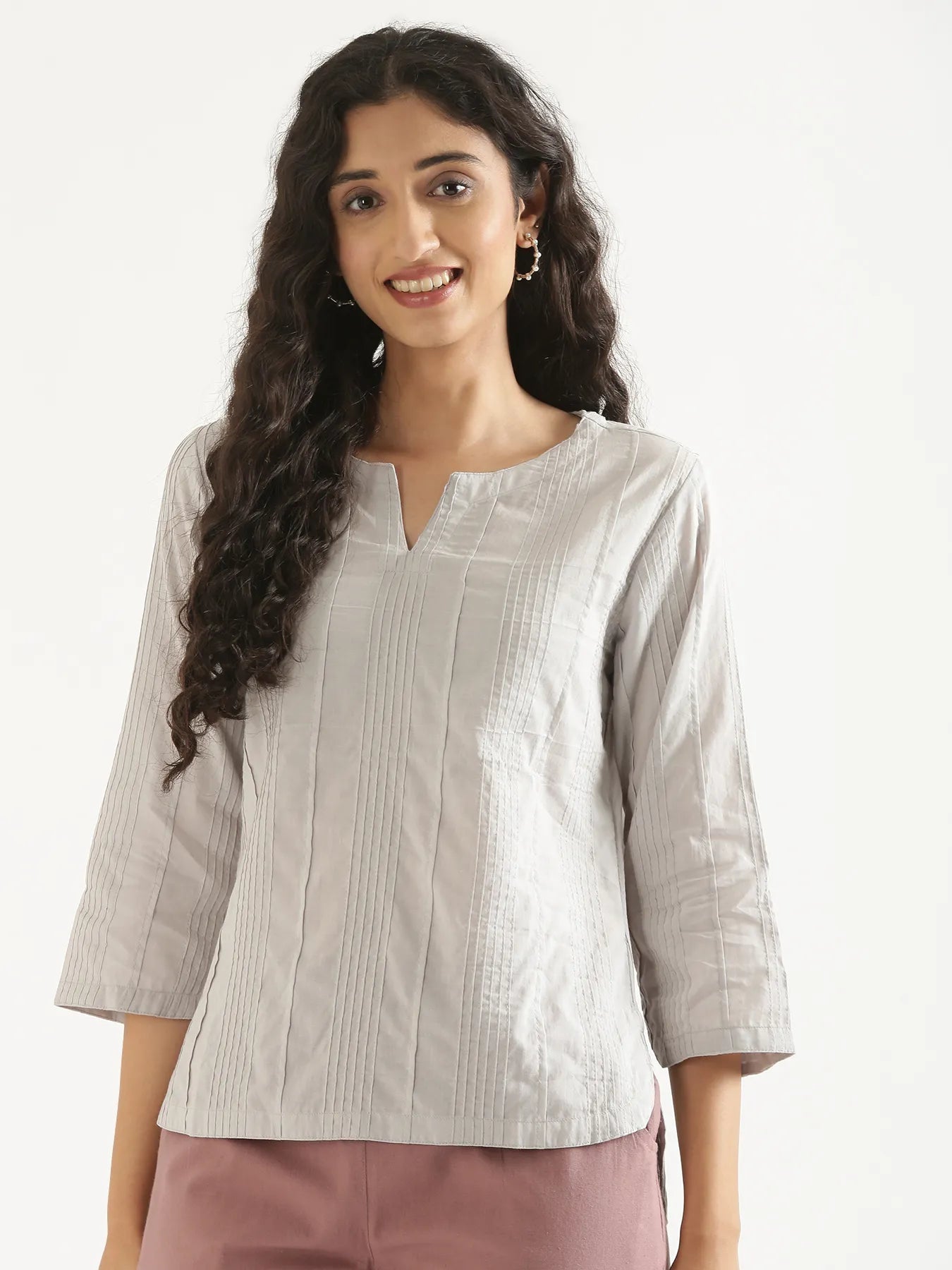 Women Grey Everyday Cotton Top