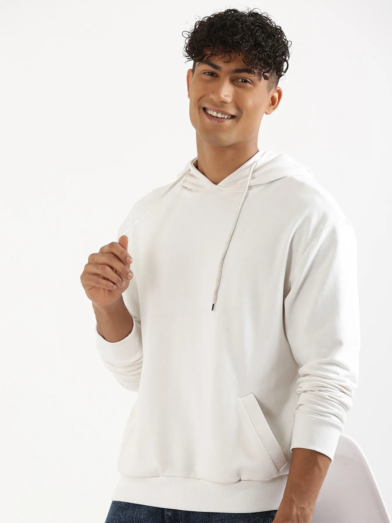 Unisex White Pullover Fleece Hoodie