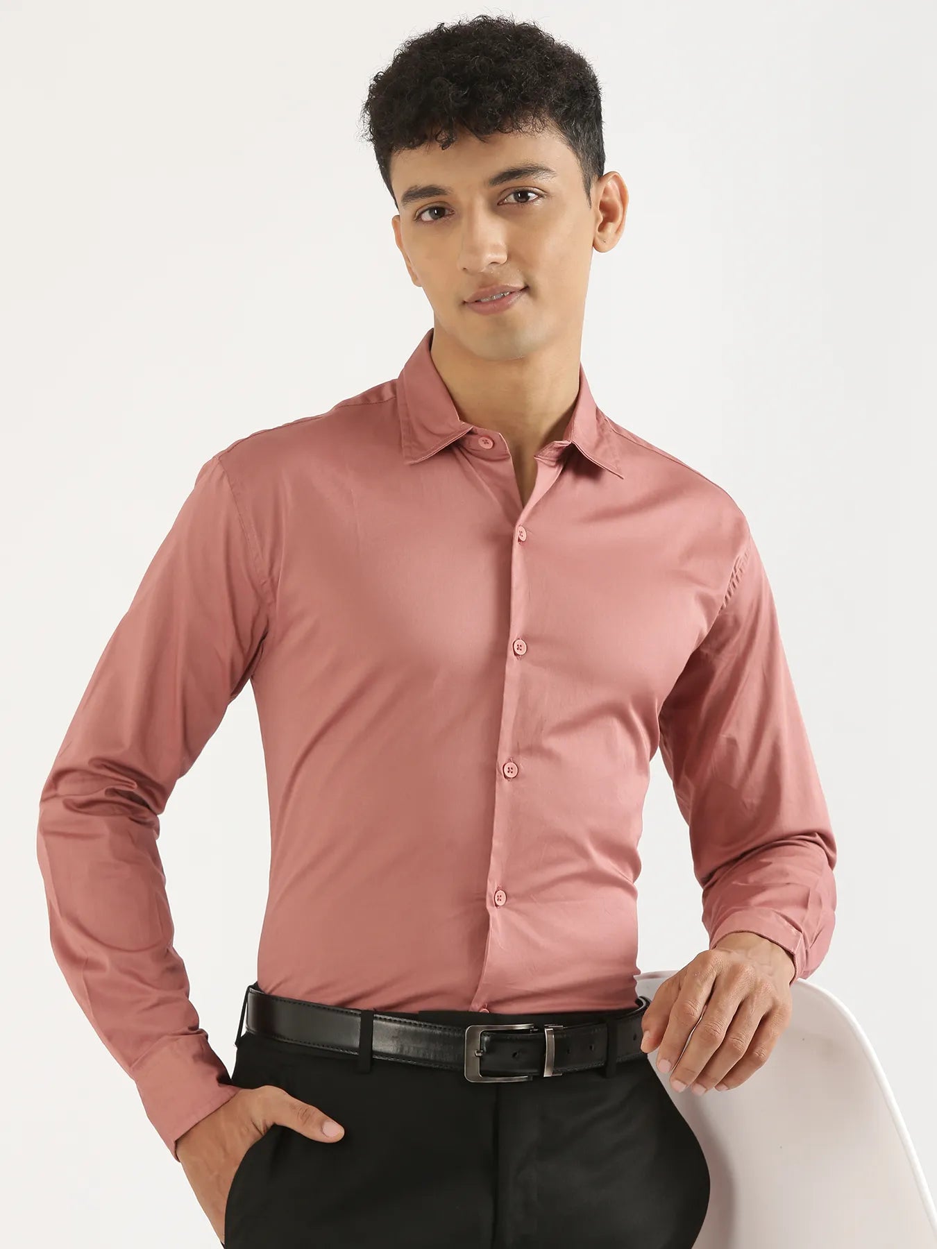 Men Rose Taupe Formal Shirt