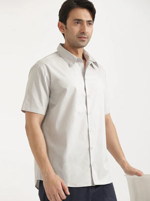 Men Light Grey Better Cotton Short Sleeve Shirt