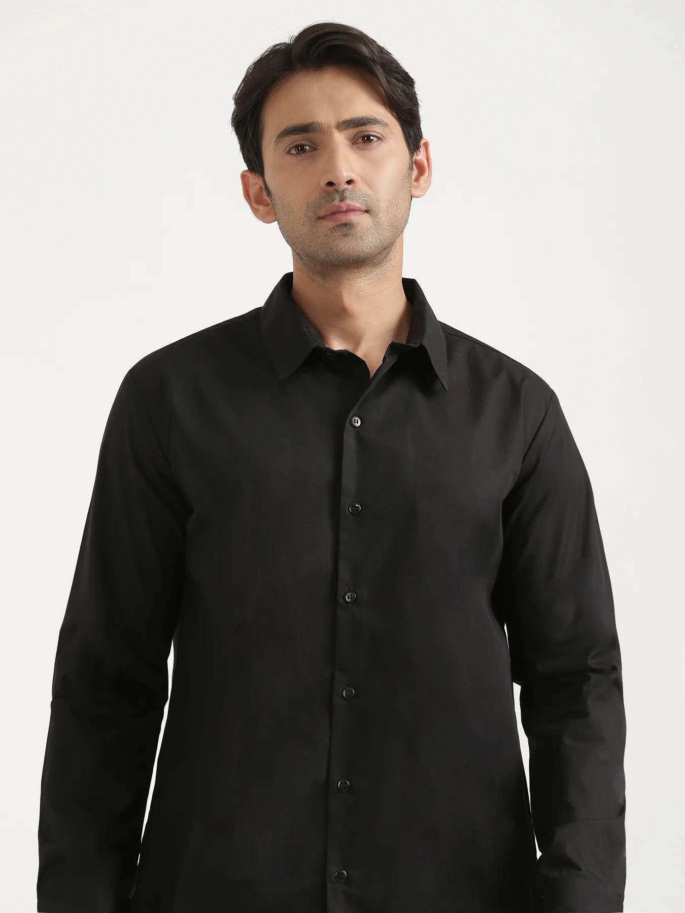 Men Black Better Cotton Full Sleeve Shirt