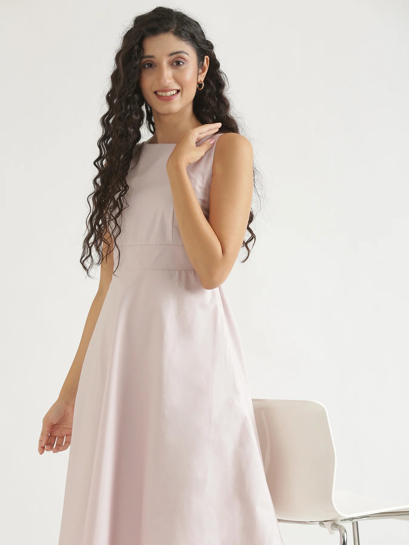 Women Mauve Pink Better Cotton Flared Dress