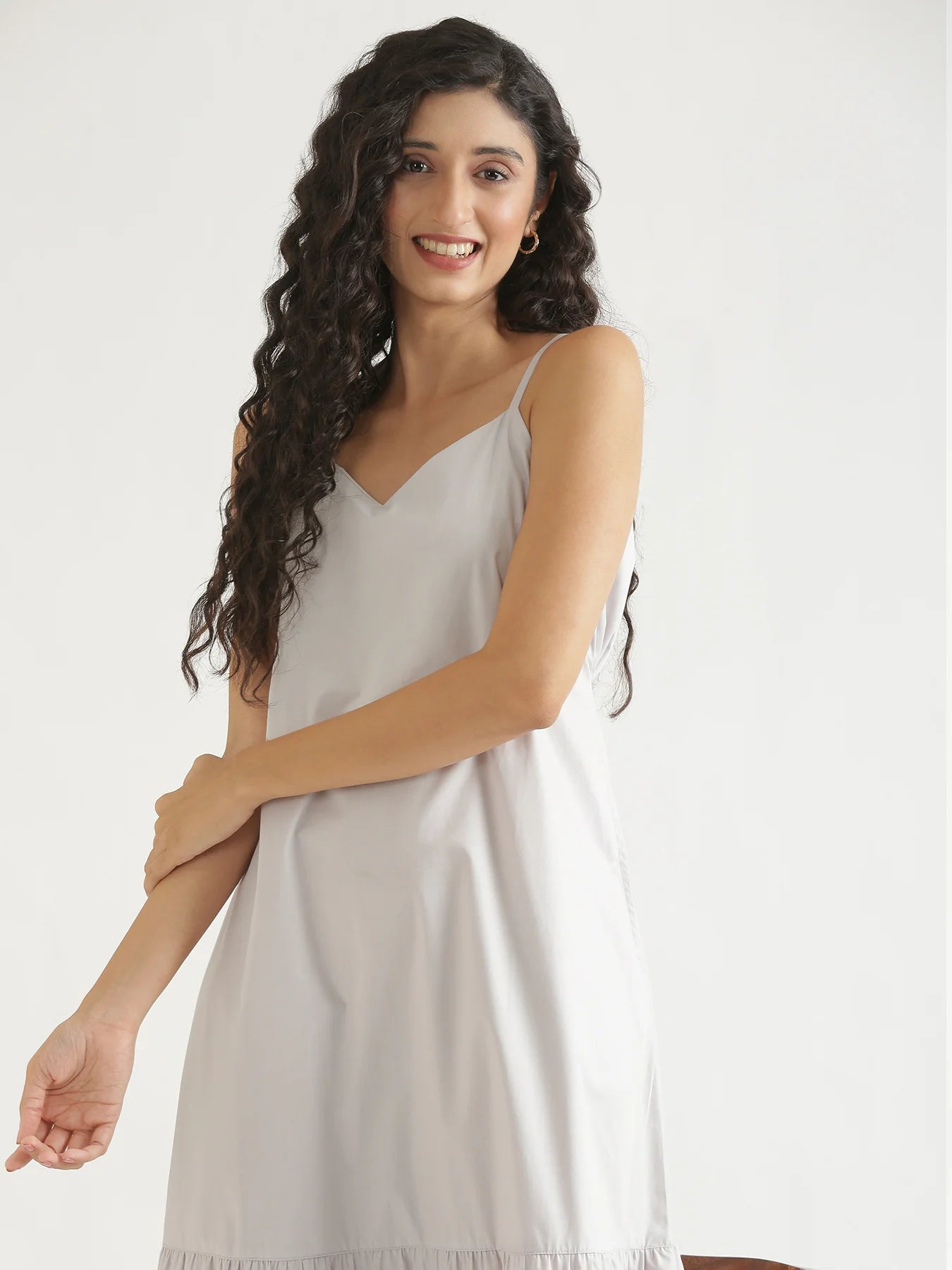 Women Grey Better Cotton Tier Dress