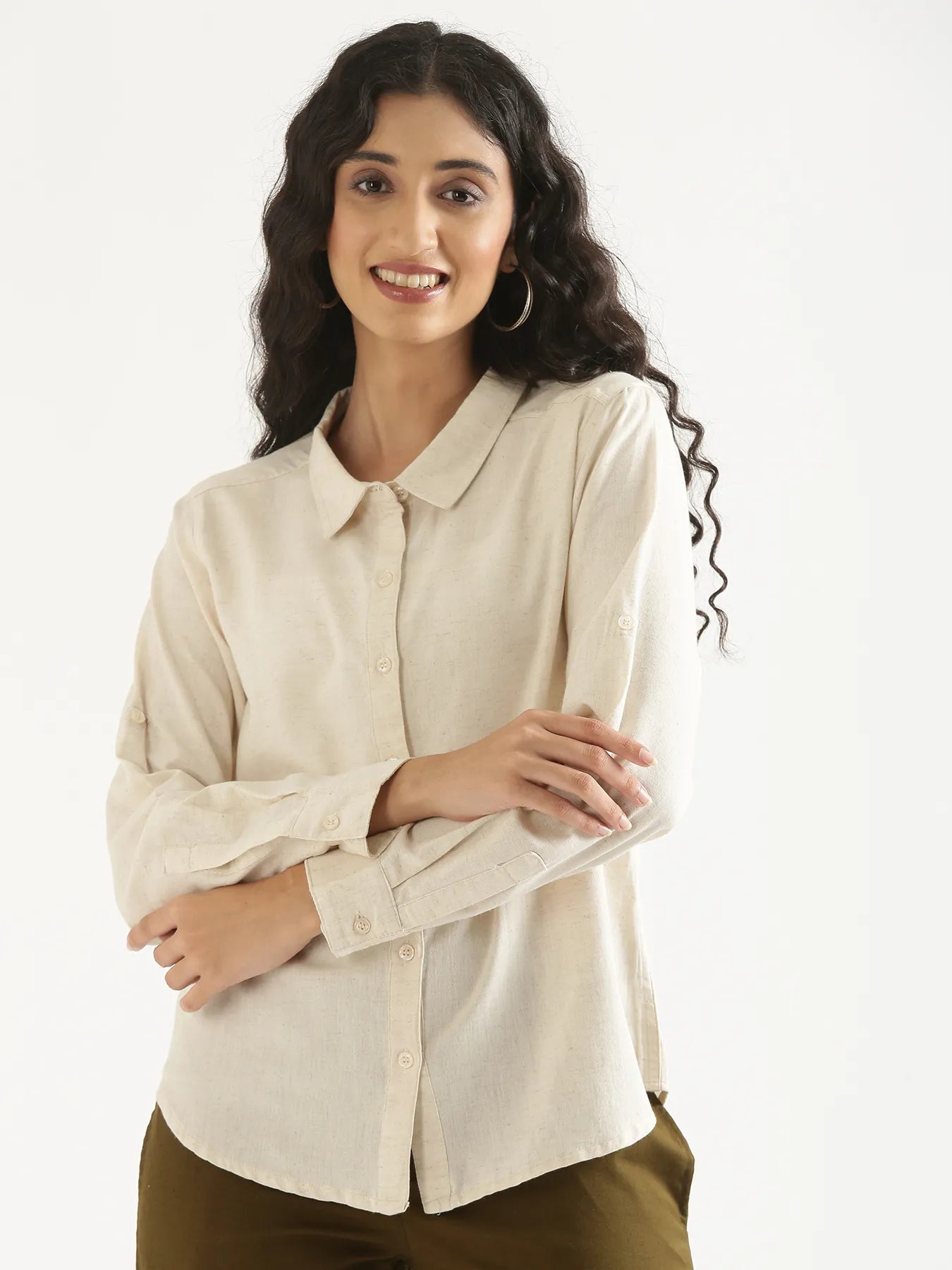 Women Ecru Airy-Linen Shirt