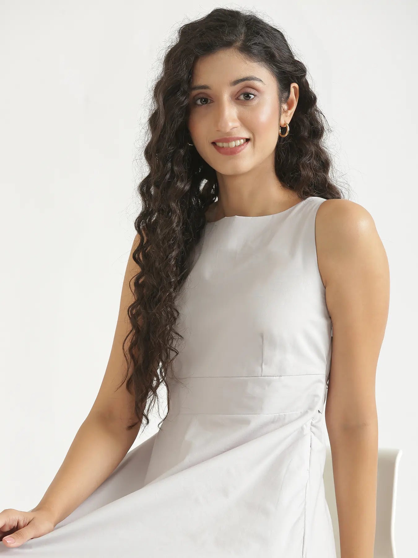 Women Grey Better Cotton Flared Dress