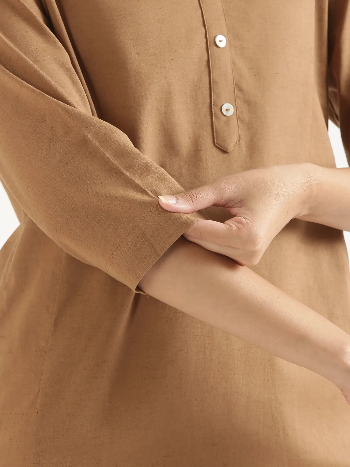 Women Coffee Brown Airy Linen Long Kurta