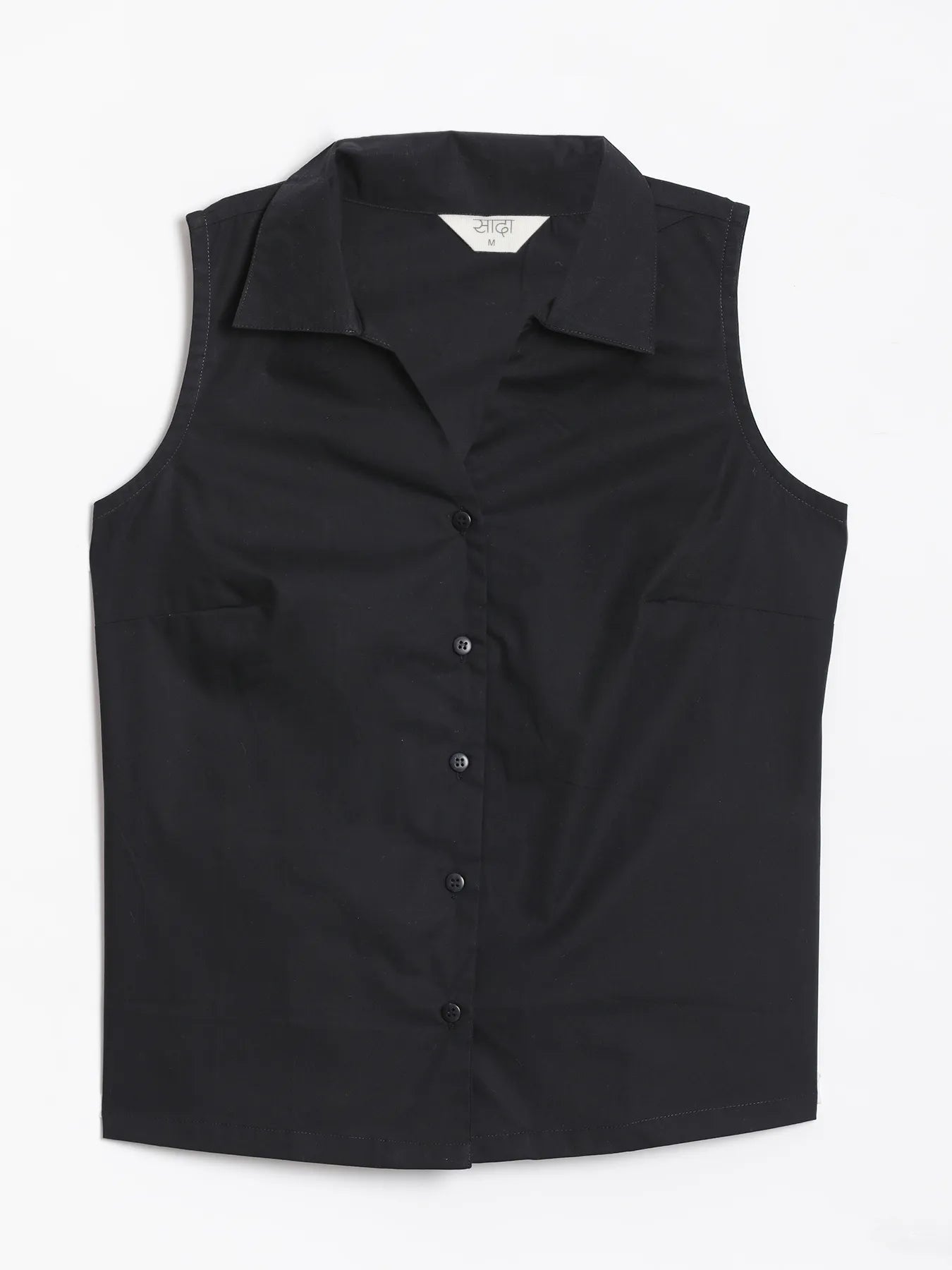 Women Black Better Cotton Sleeveless Shirt