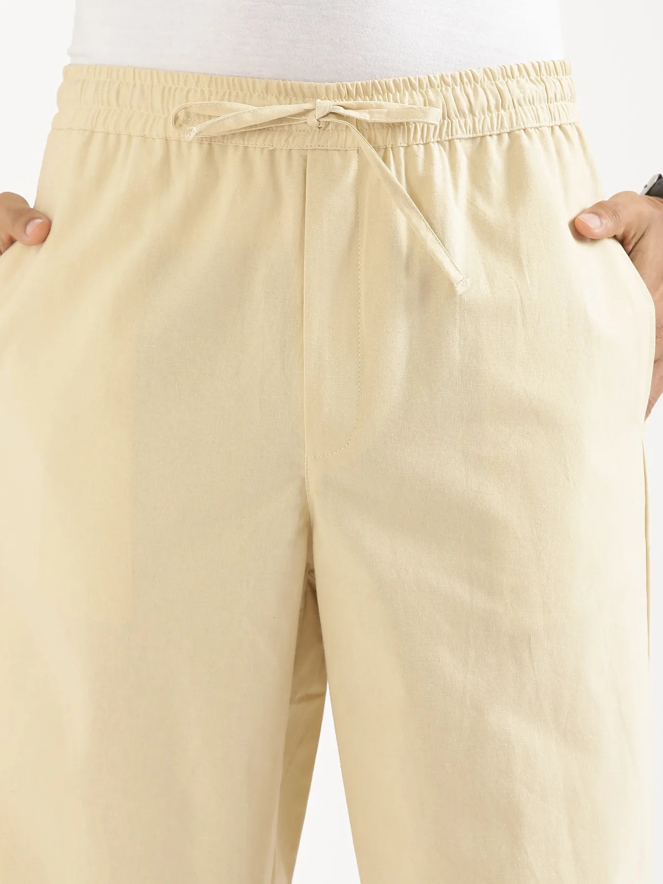 Men Beige Cotton Pant