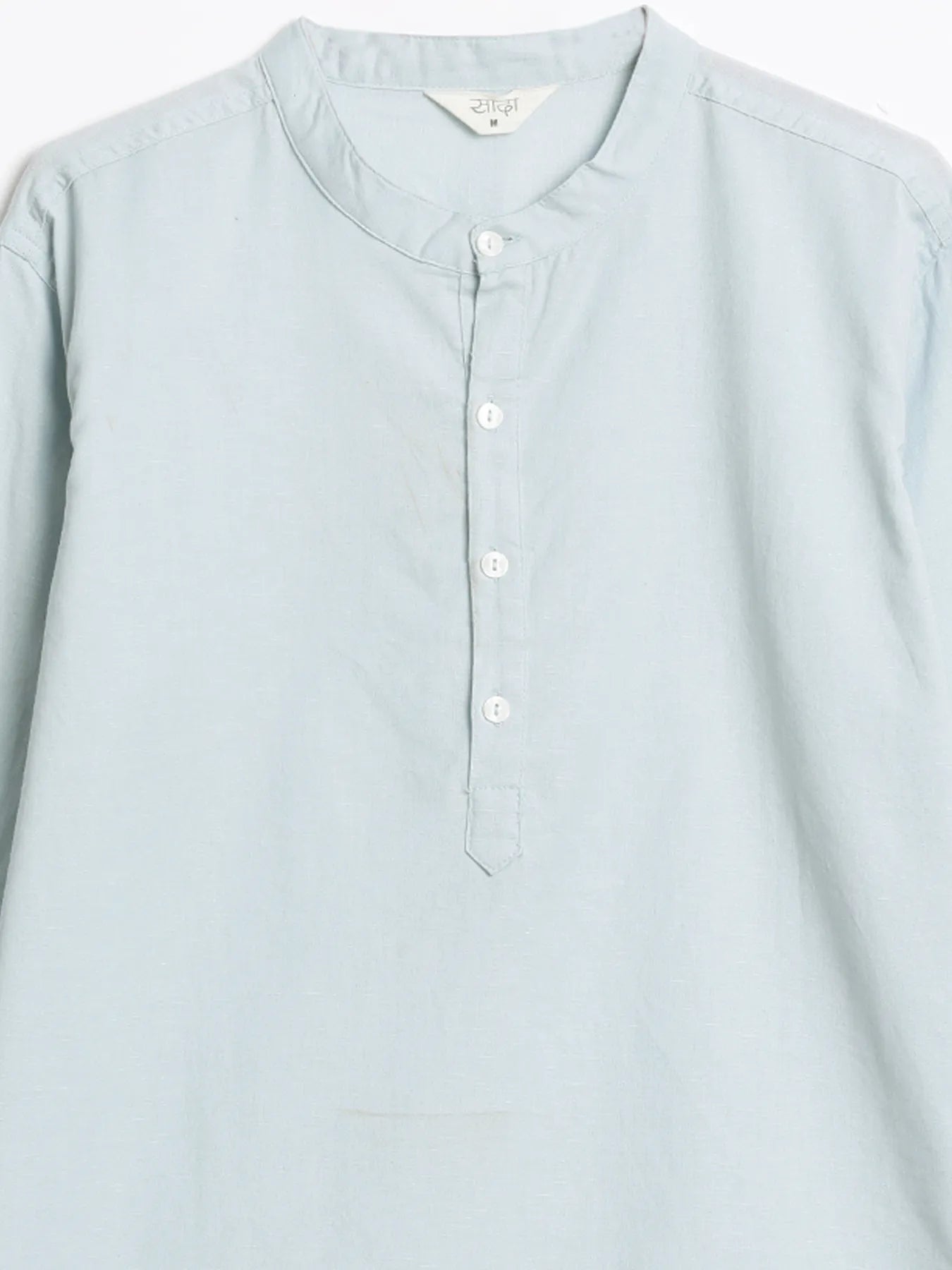 Men Sky Blue Airy Linen Short Kurta