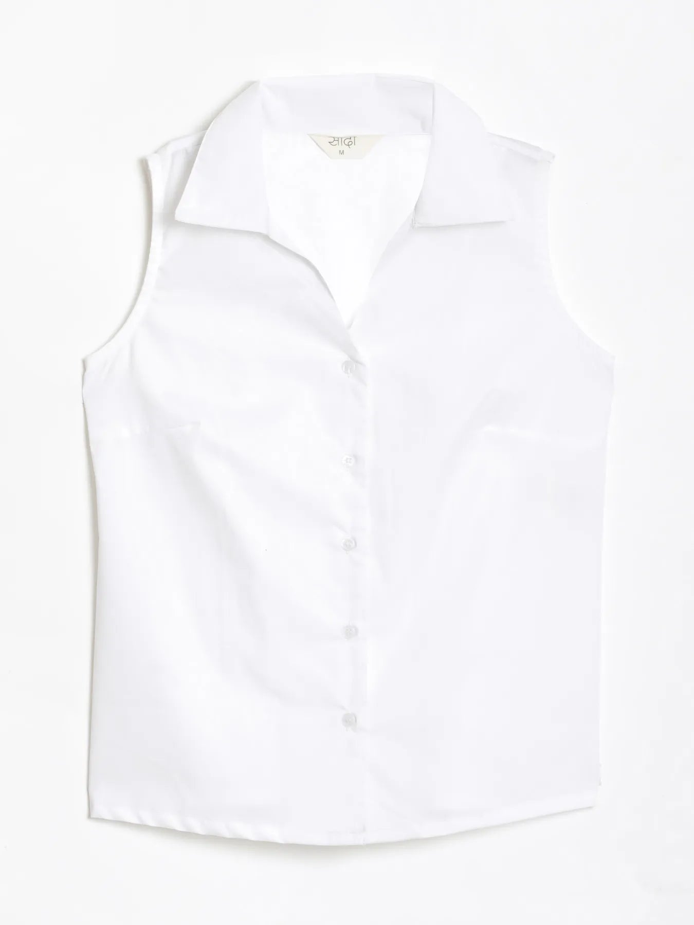 Women White Better Cotton Sleeveless Shirt