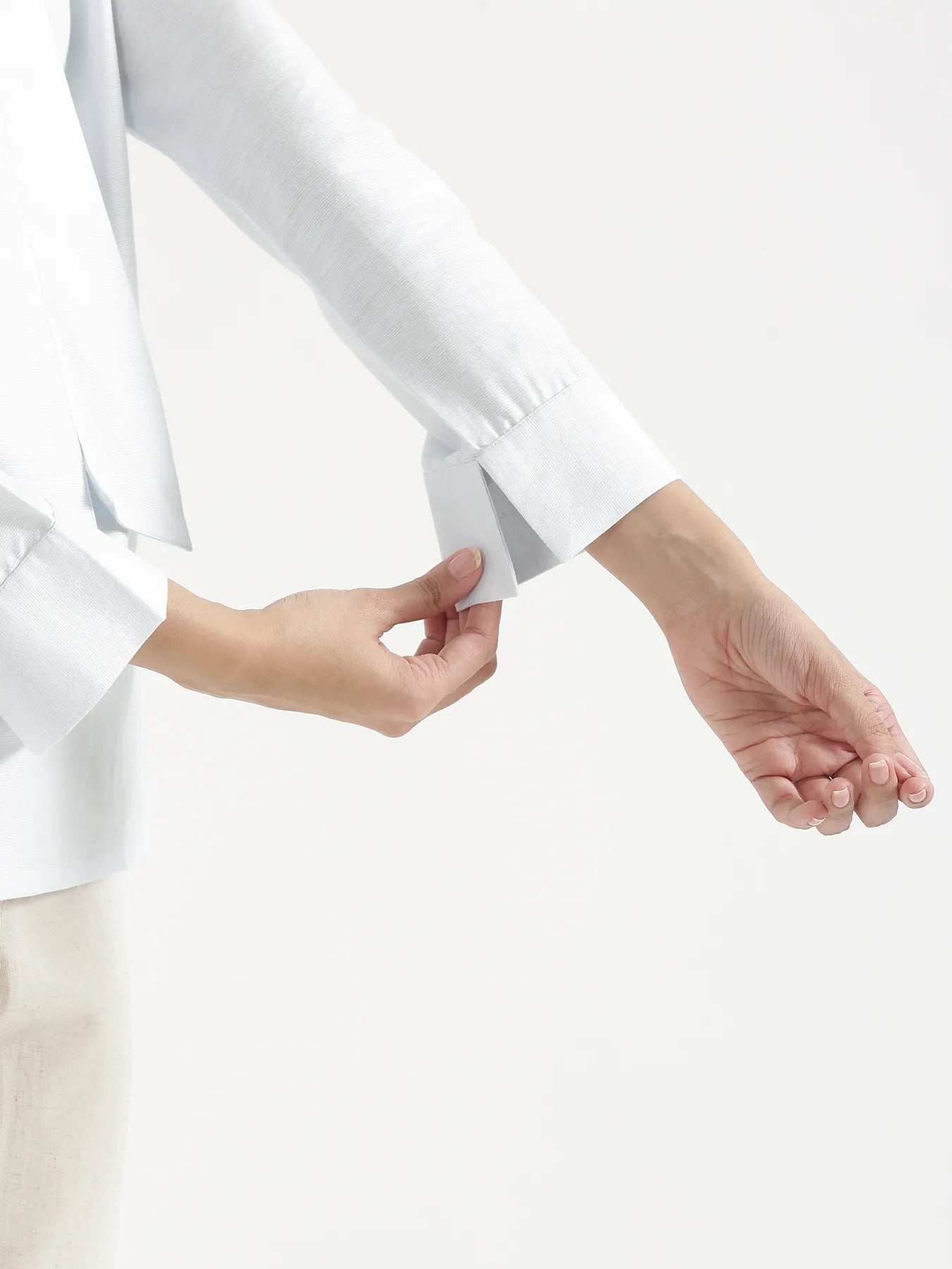 Women Powder Blue Linen Blend Knot Blouse