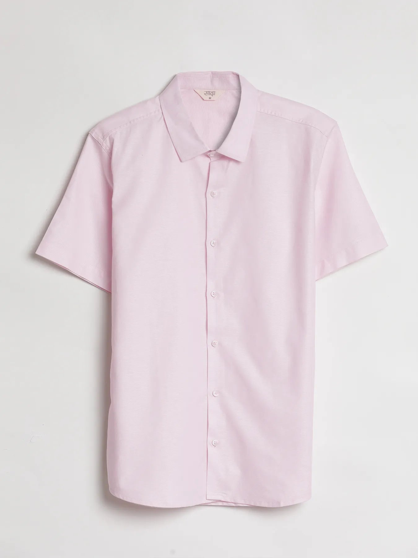 Men Blush Pink Linen Blend Short Sleeve Shirt