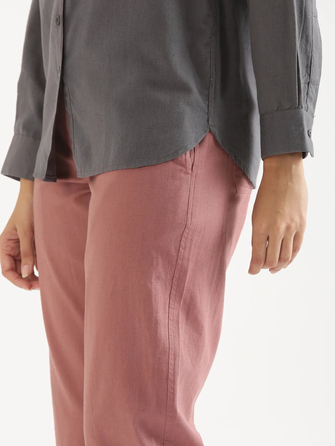 Women Slate Grey Airy-Linen Shirt