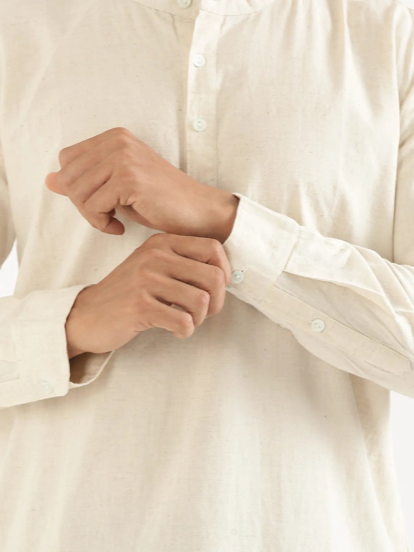 Men Ecru Airy Linen Long Kurta