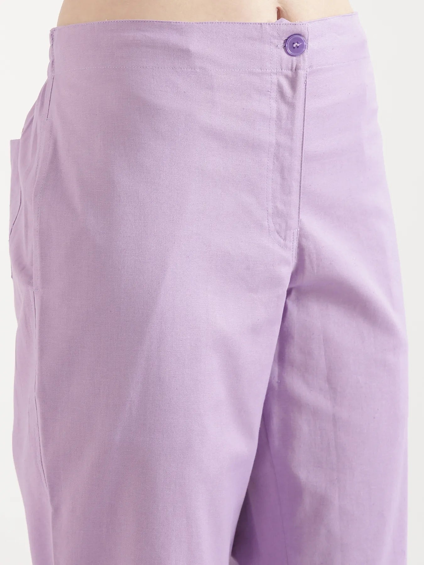 Women Lilac Airy Linen Straight Pant