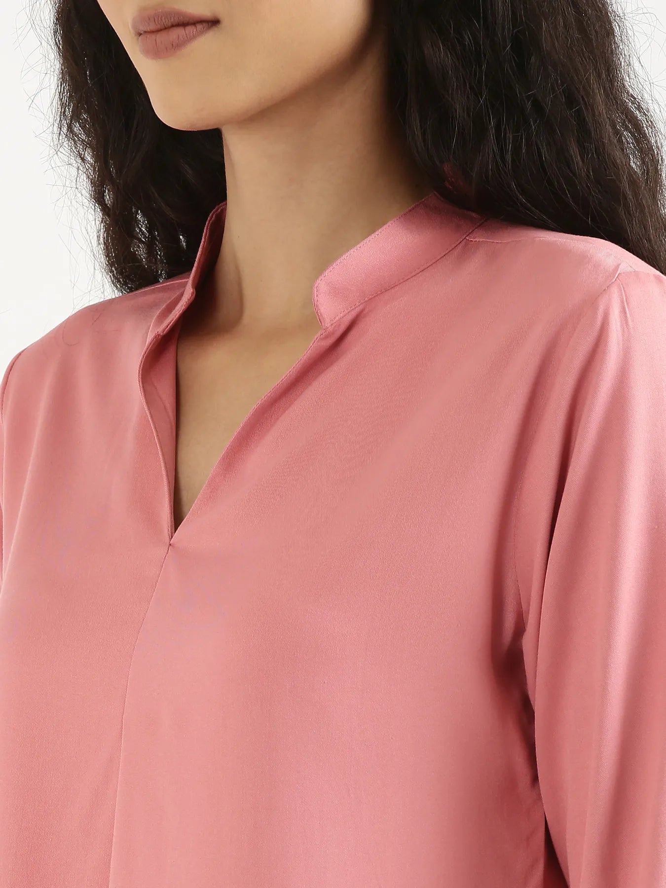 Women Rose Viscose Pleated Top