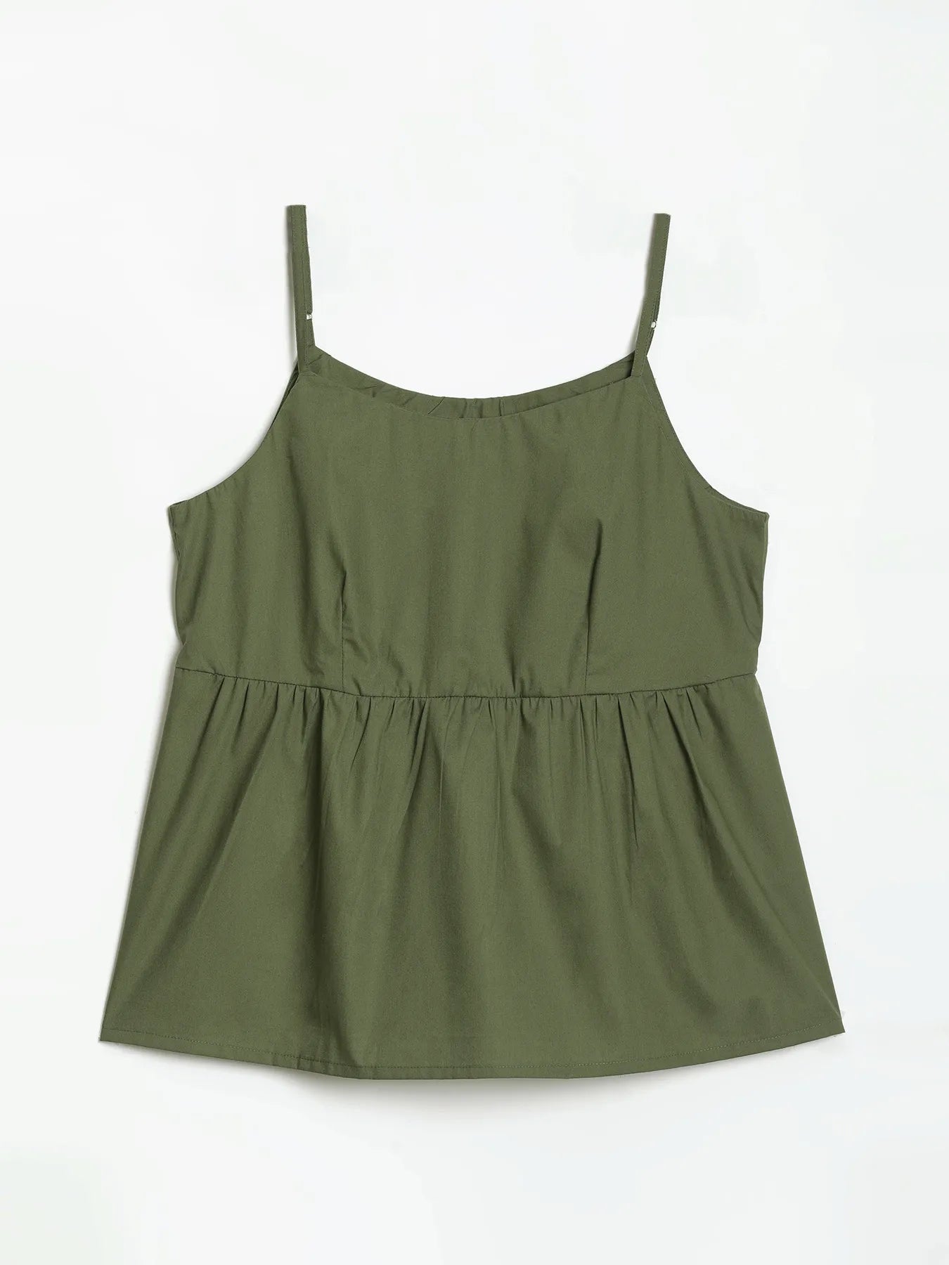 Women Forest Green Better Cotton Peplum Top