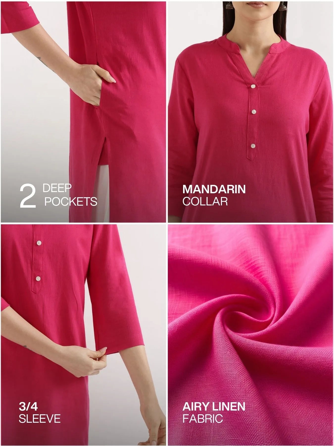 Pick Any 2 Women Airy Linen Long Kurta