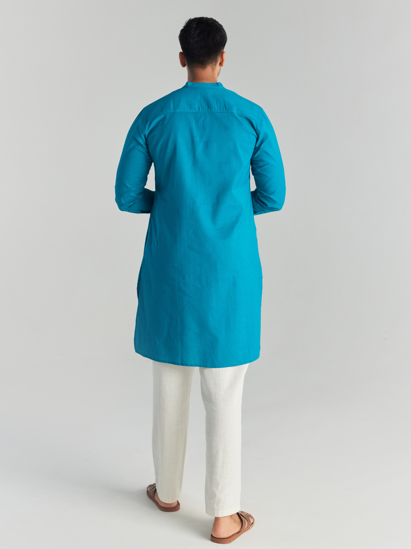 Teal Airy Linen Long Kurta