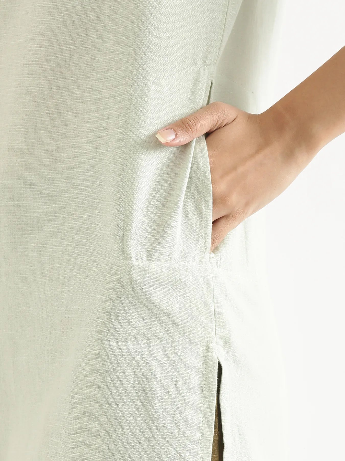 Women Mint Green Airy Linen Long Kurta