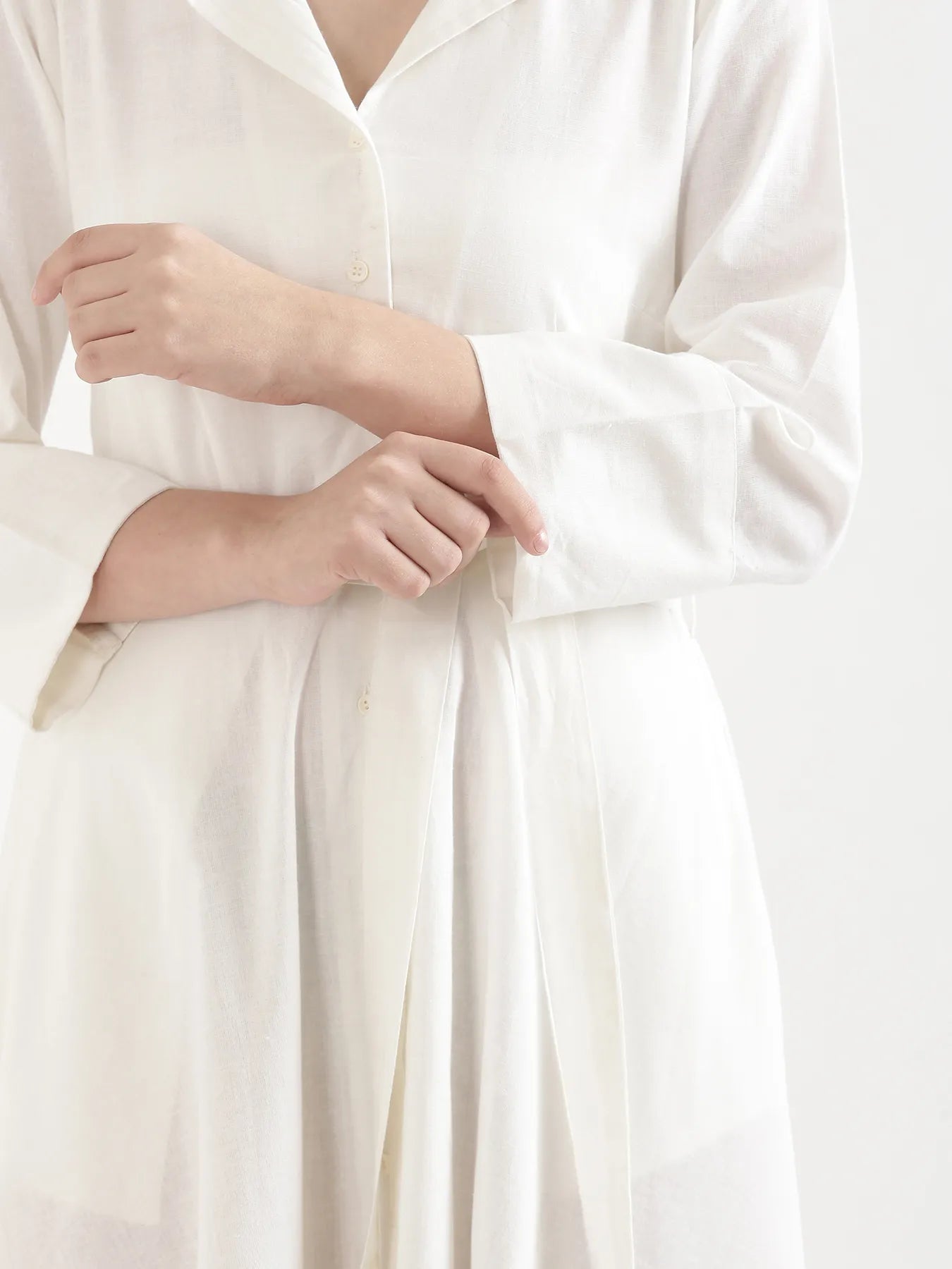 Women White Airy Linen Flared Dress
