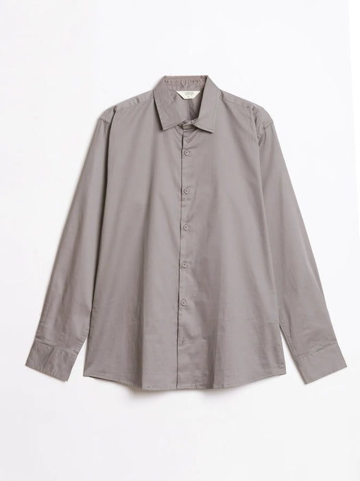 Men Plus Size Grey Formal Shirts