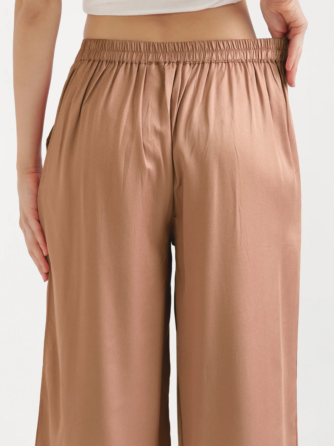Women Mocha Mousse Viscose Palazzo Pant