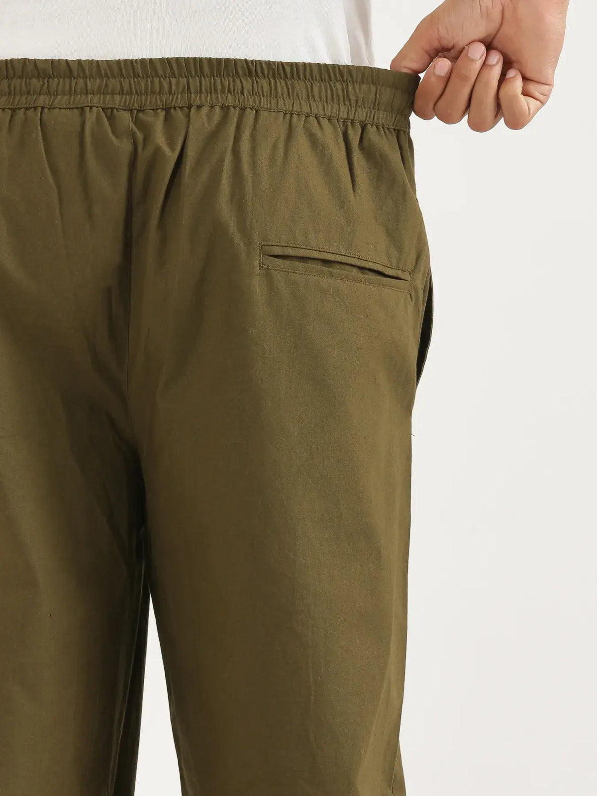 Men Olive Green Cotton Pant