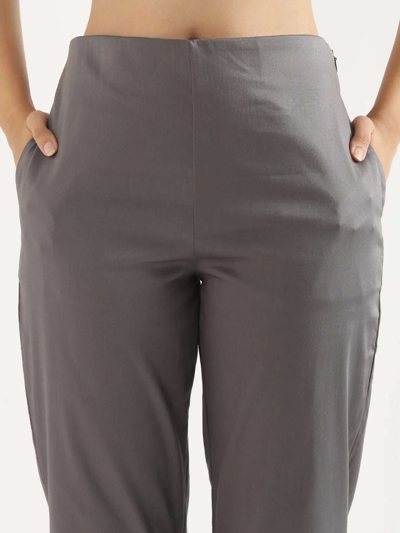 Black & German Grey Straight Fit Formal Pants