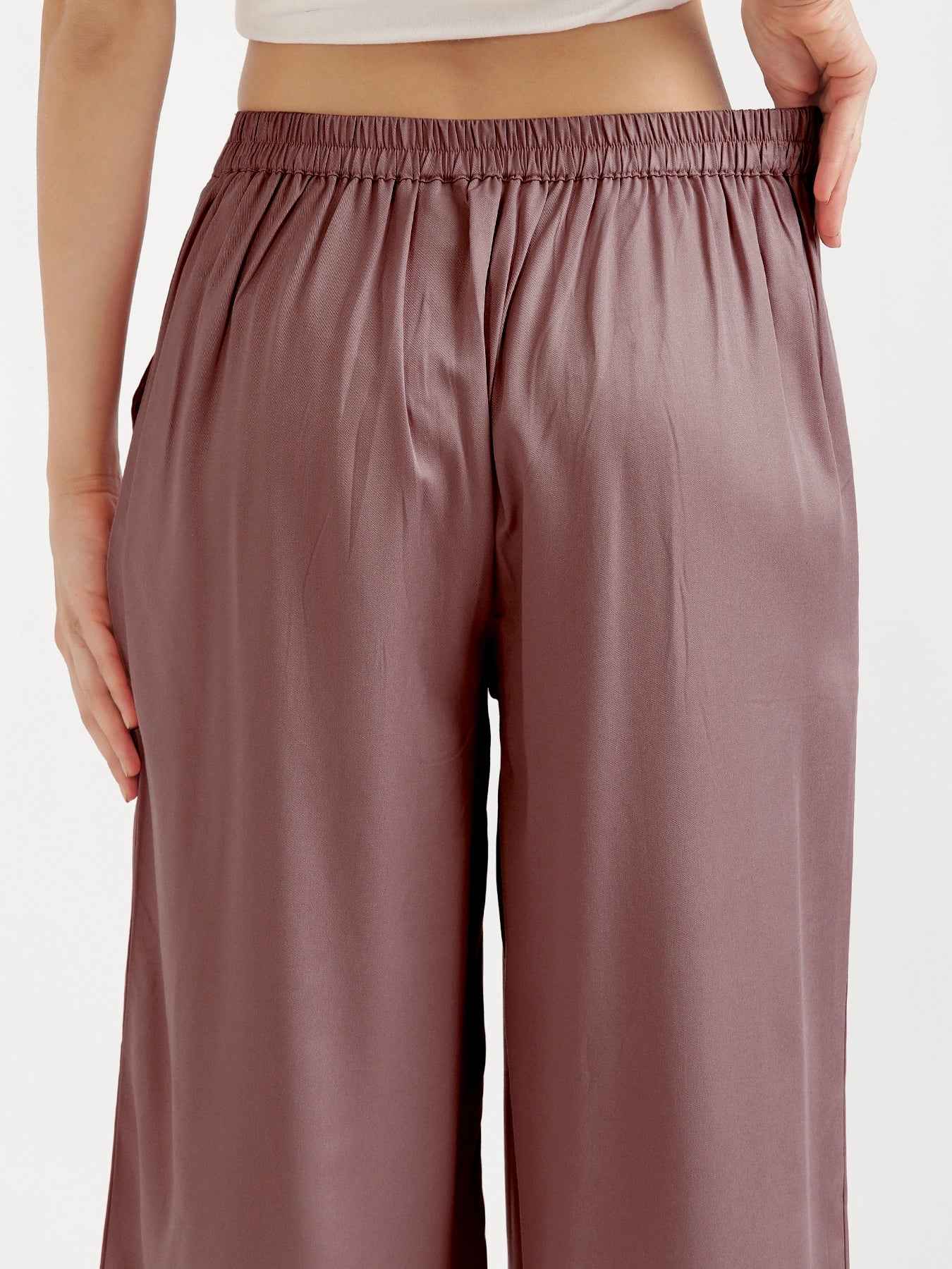Women Rose Taupe Viscose Palazzo Pant