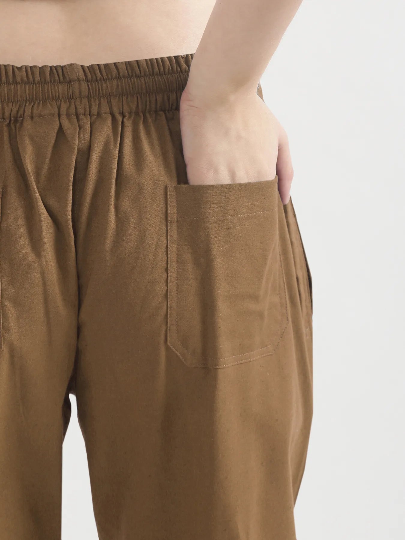 Women Coffee Brown Airy Linen Straight Pants