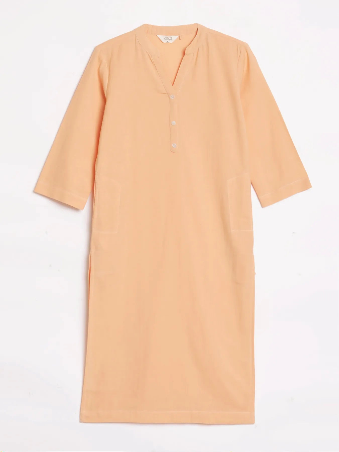 Women Peach Airy Linen Long Kurta
