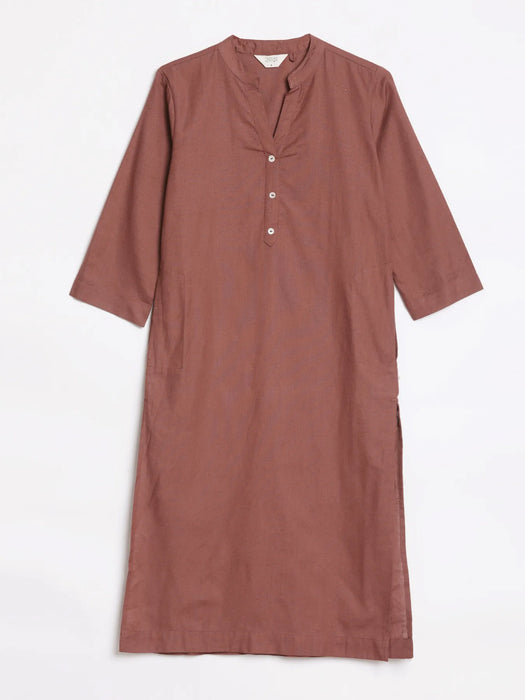 Women Rose Taupe Airy Linen Long Kurta