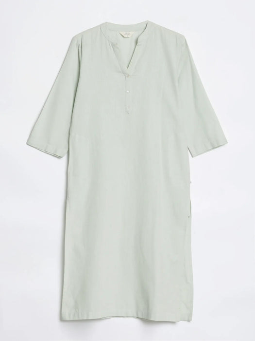 Women Mint Green Airy Linen Long Kurta