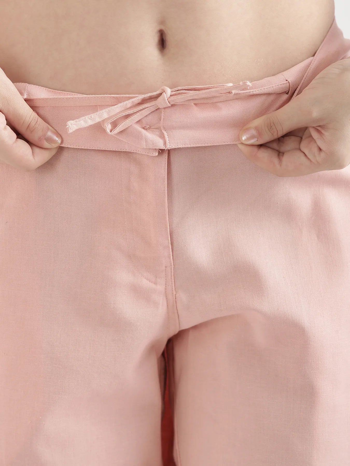 Women Salmon Pink Airy Linen Straight Pant