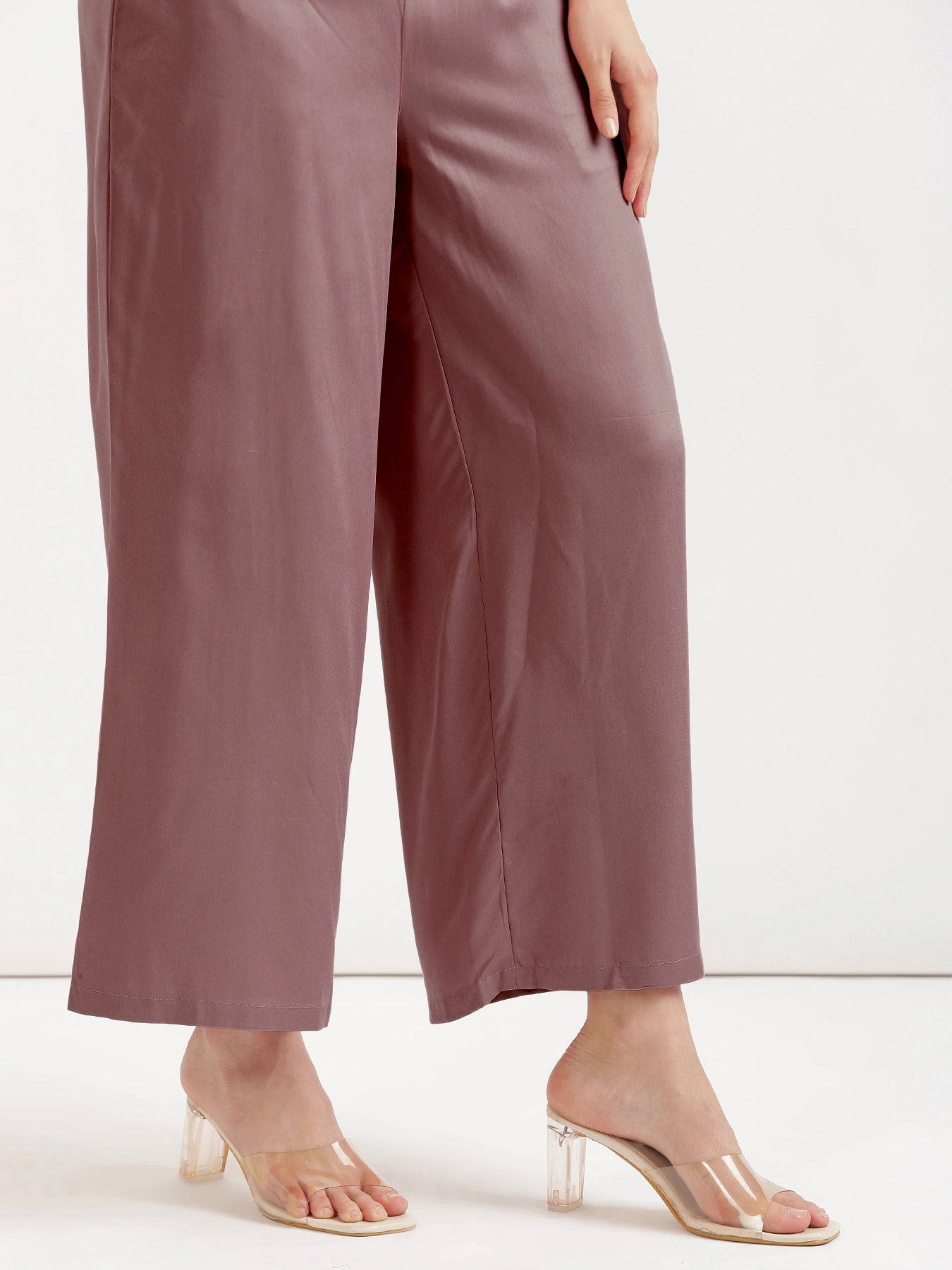Women Rose Taupe Viscose Palazzo Pant
