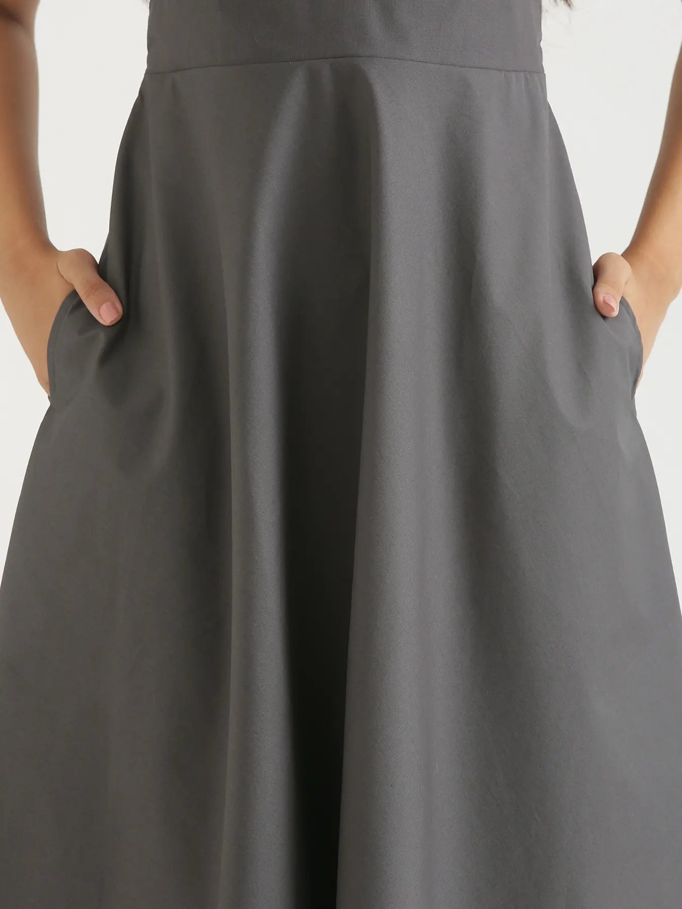 Women Dark Grey Better Cotton Flared Dress