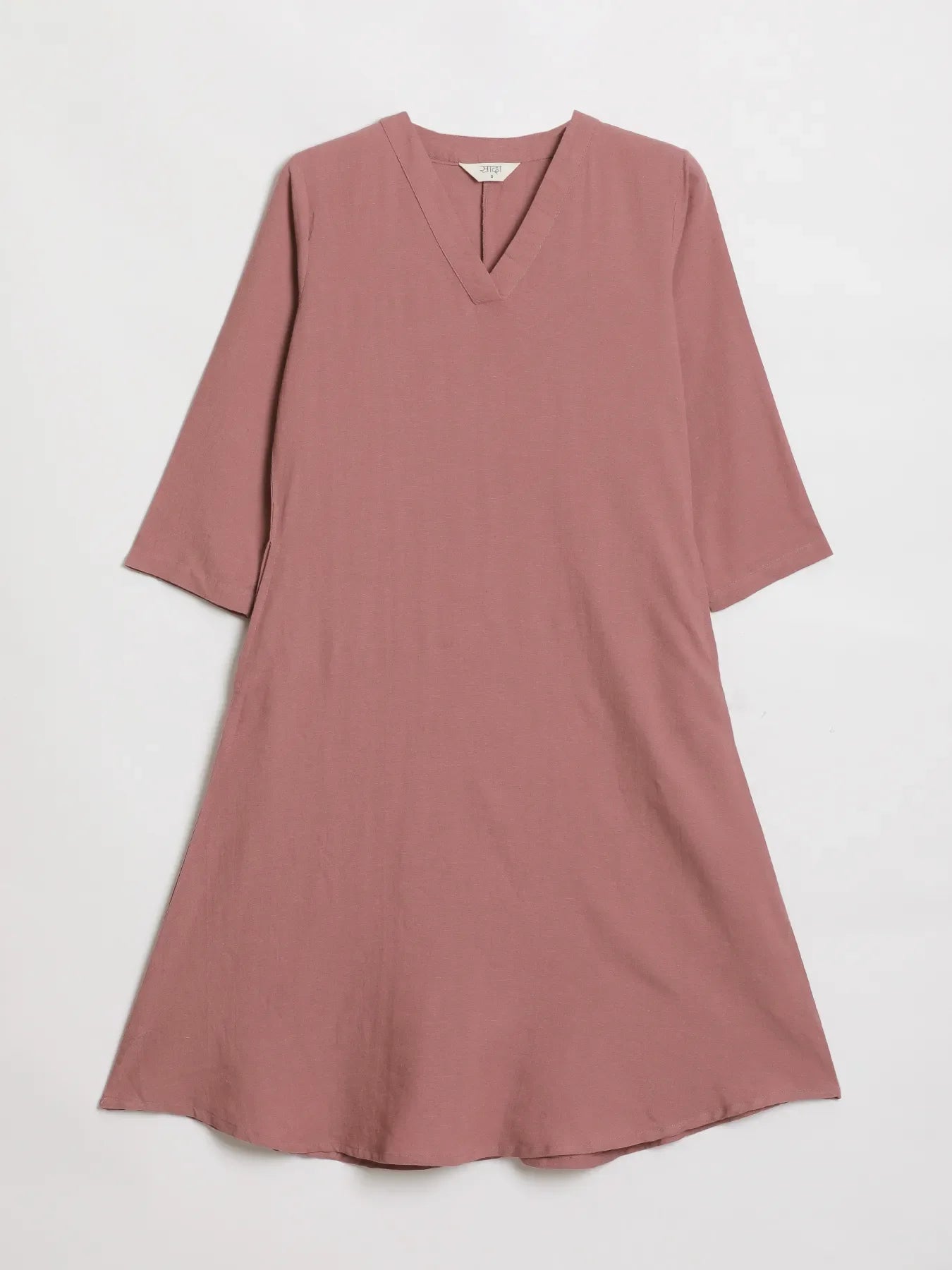 Women Rose Taupe Flowy Linen Kurta Set
