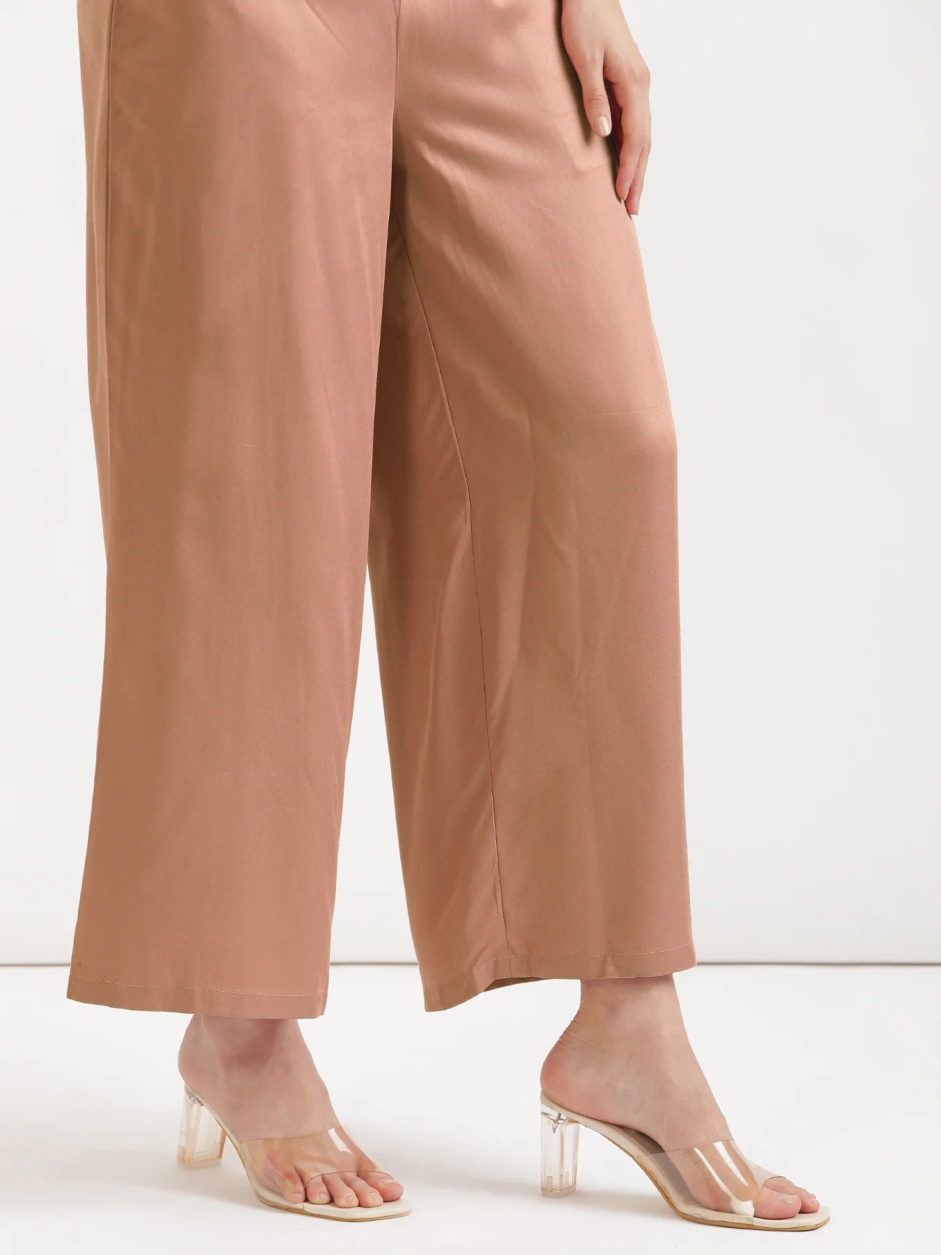Women Mocha Mousse Viscose Palazzo Pant