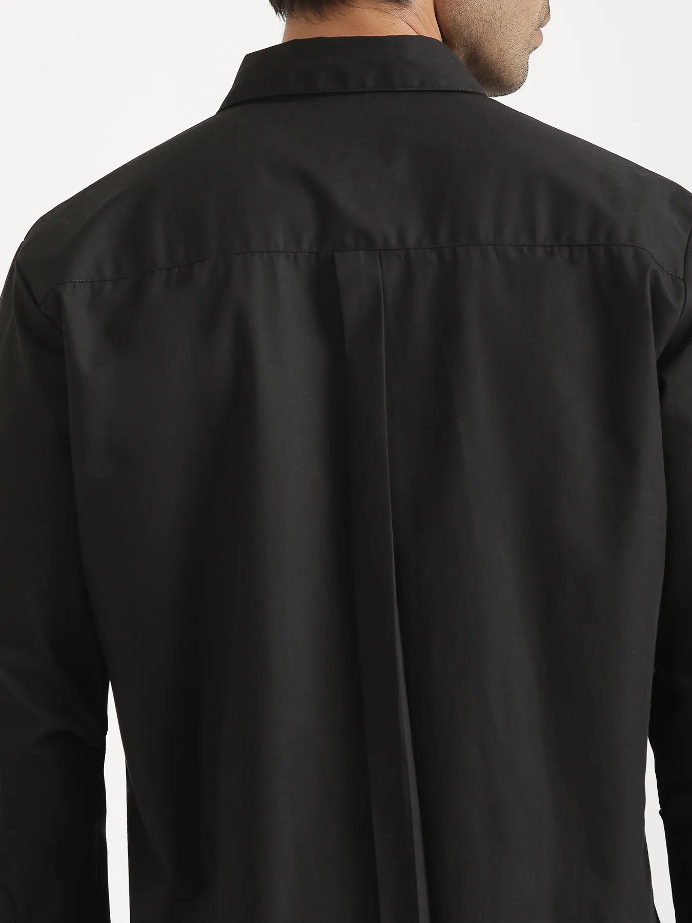 Men Black Better Cotton Full Sleeve Shirt