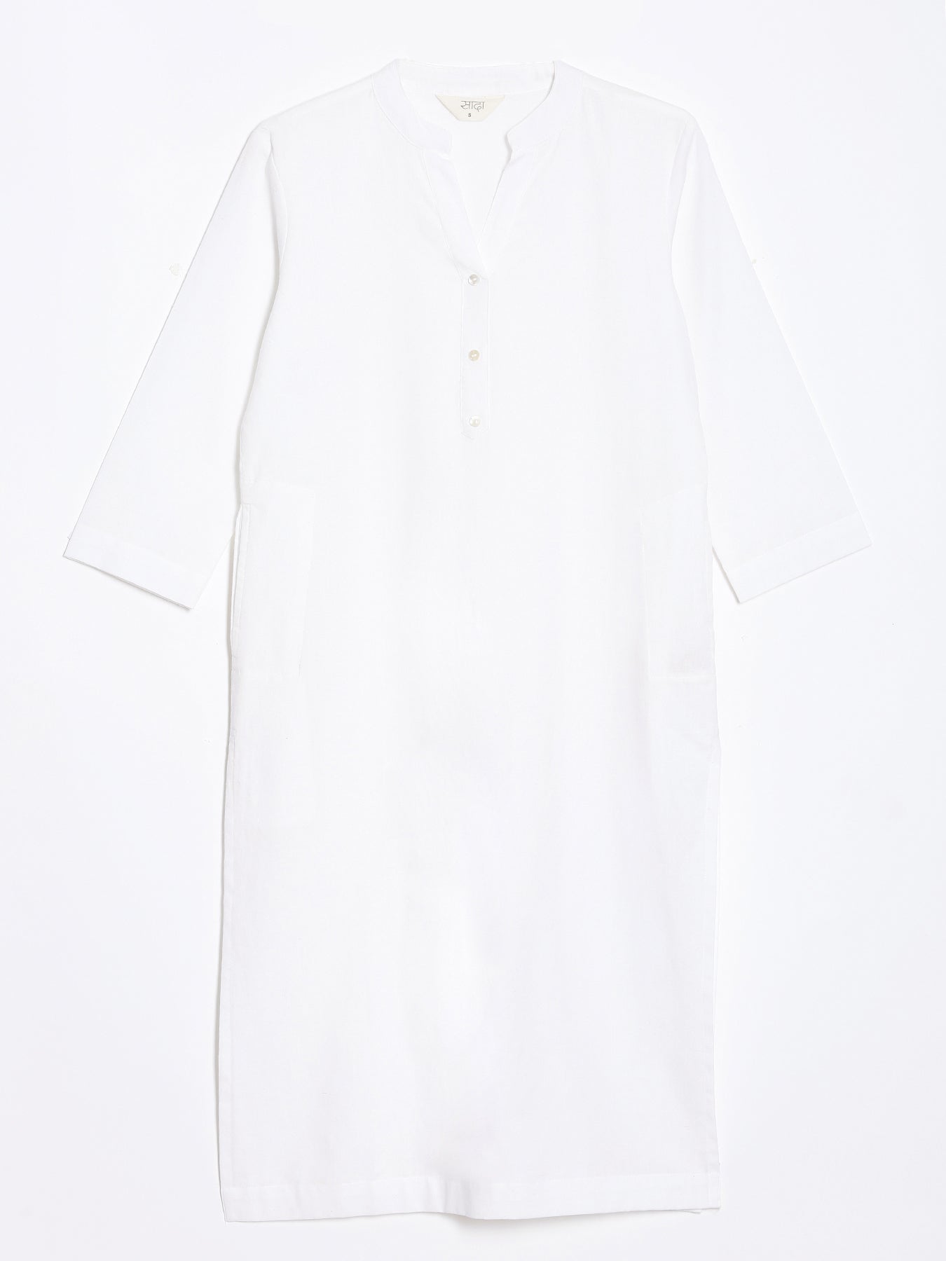 Women White & Hot Pink Long Kurta