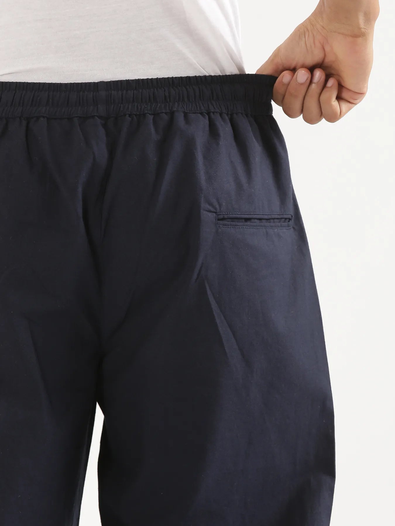 Men Navy Blue Cotton Pant