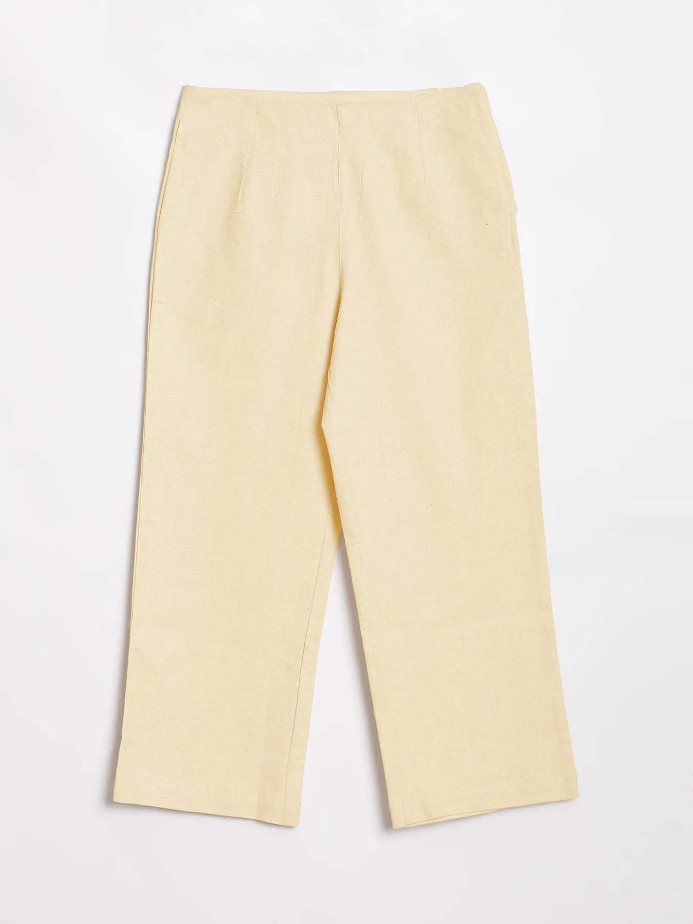 Women Beige Linen Blend Wide Leg Pant