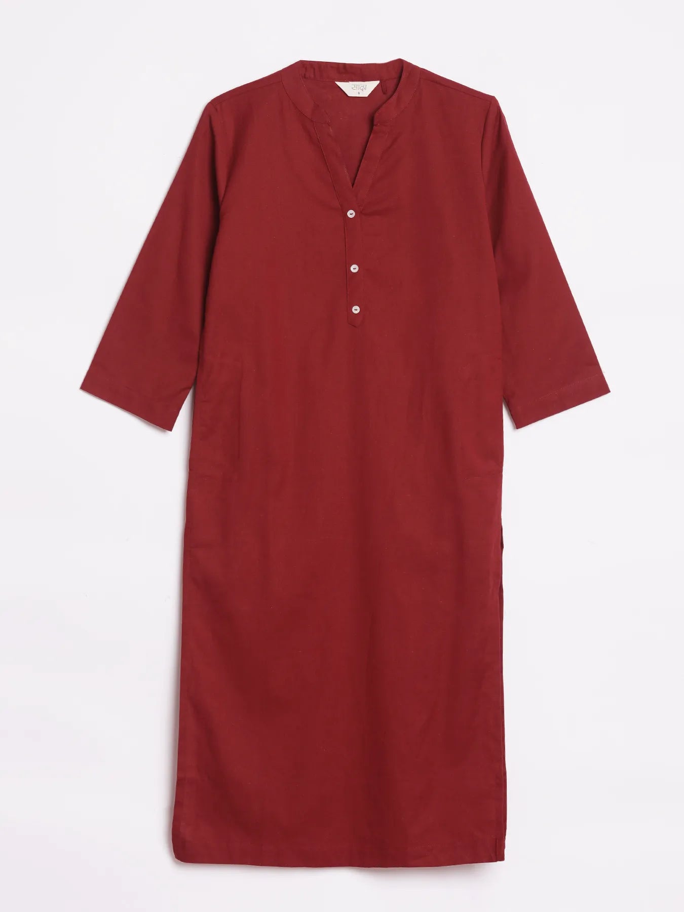 Women Maroon Airy Linen Long Kurta