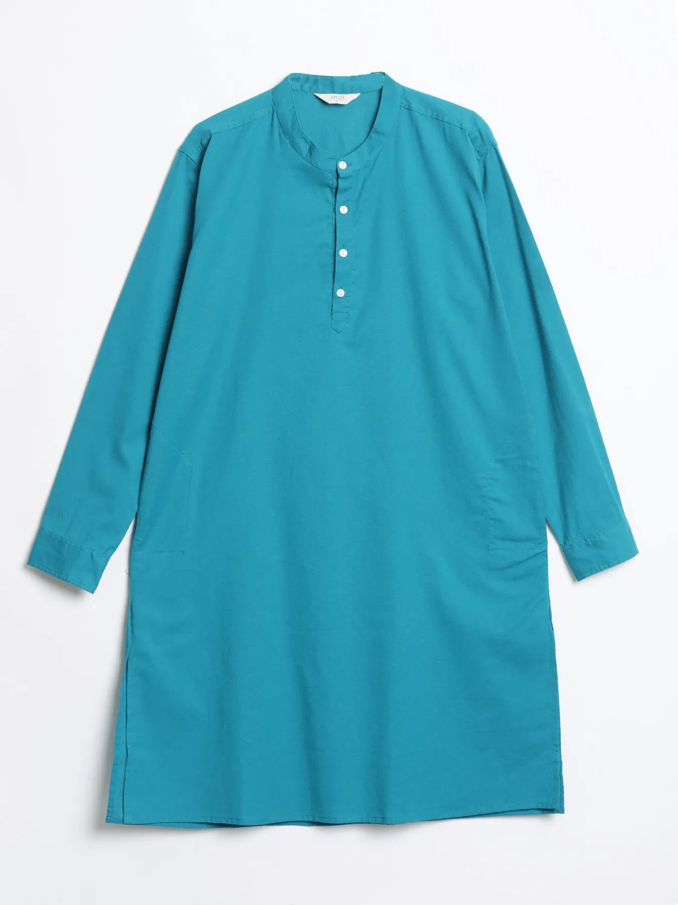 Men Teal Airy Linen Long Kurta