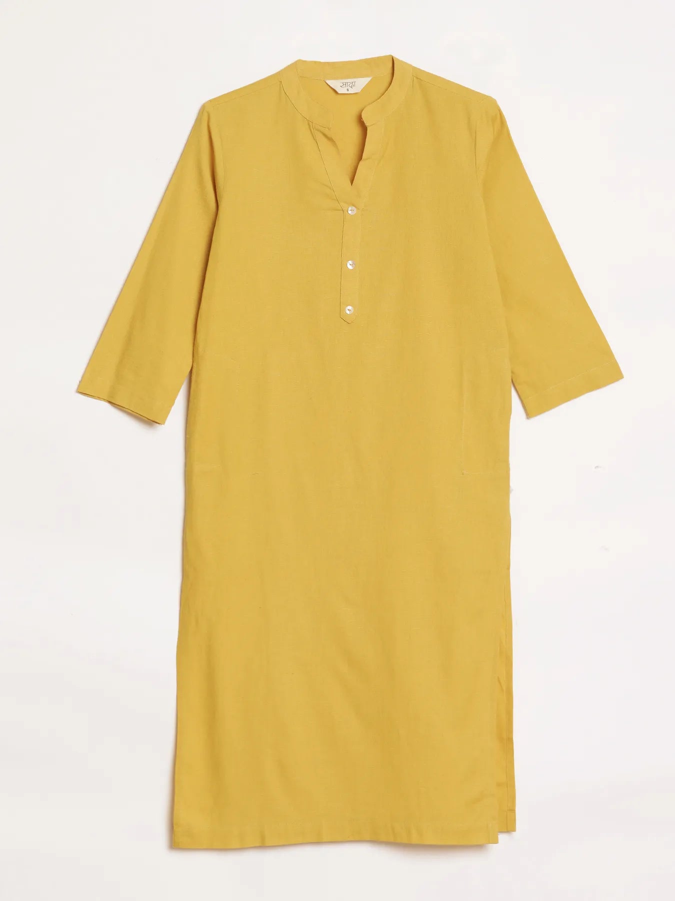 Women Yellow Airy Linen Long Kurta