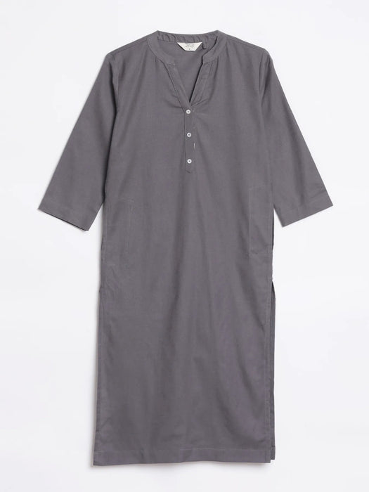 Women Slate Grey Airy Linen Long Kurta