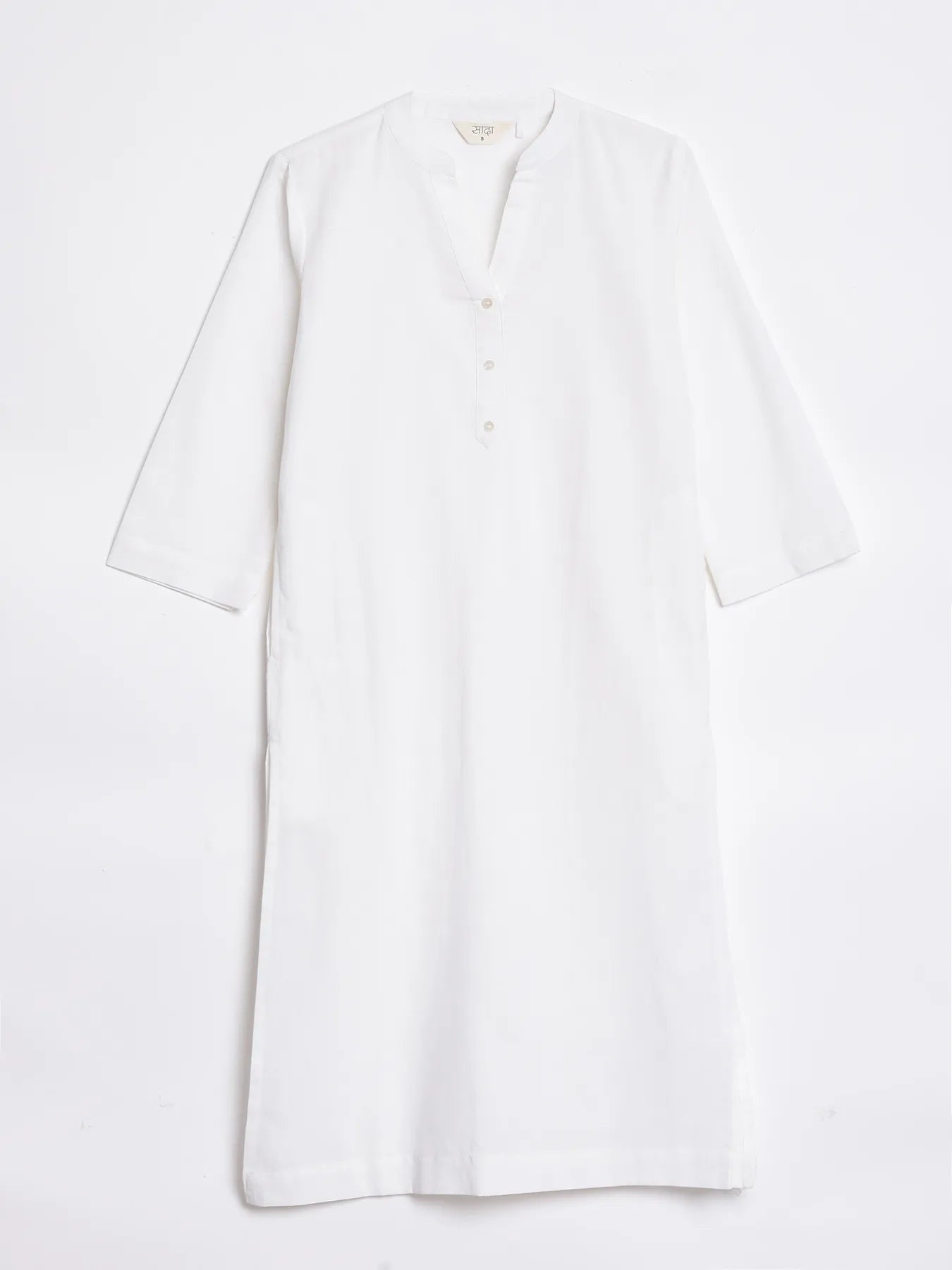 Women White Airy Linen Long Kurta